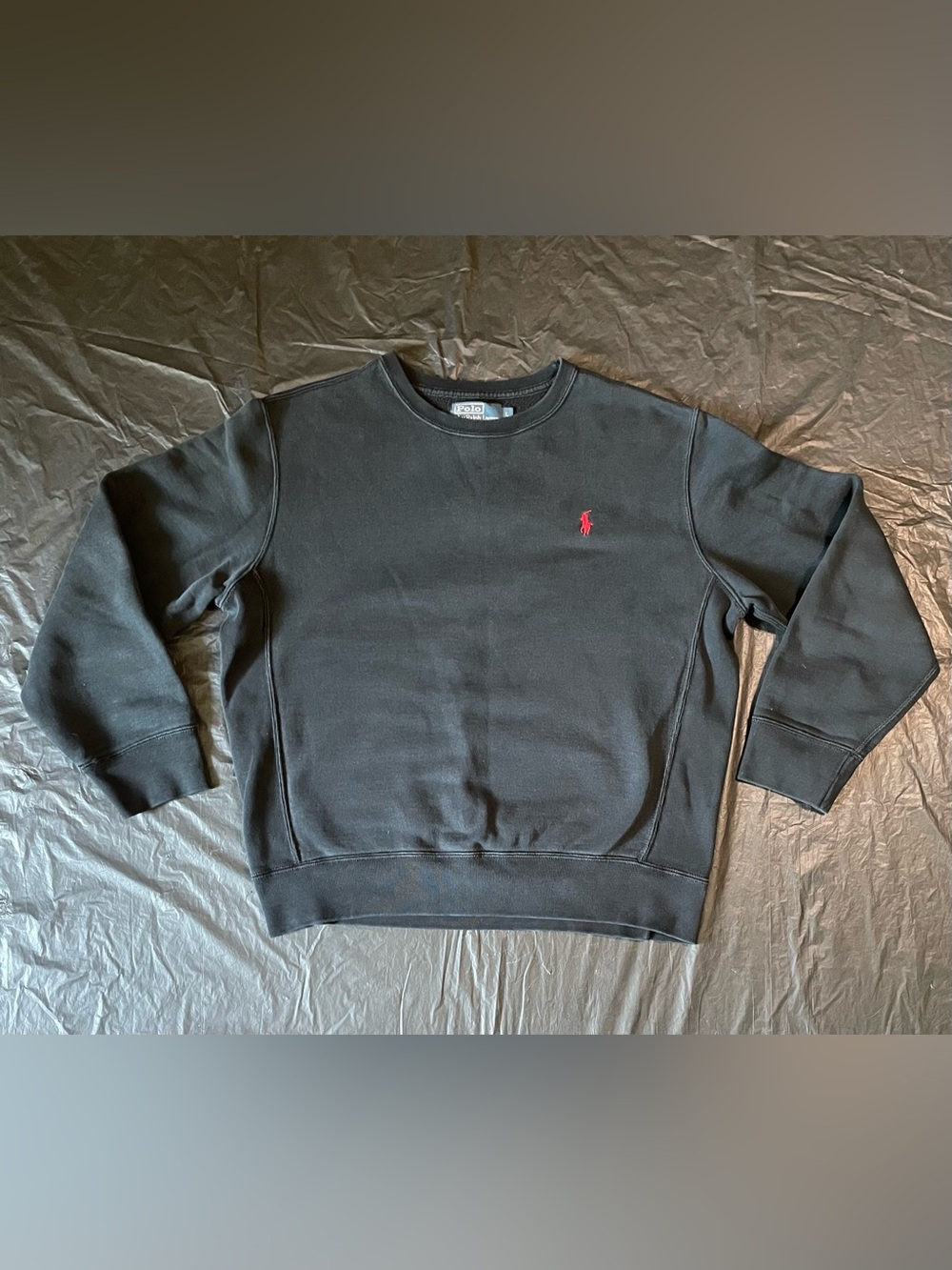 Ralph Lauren Black Crewneck Sweatshirt with Red Pony